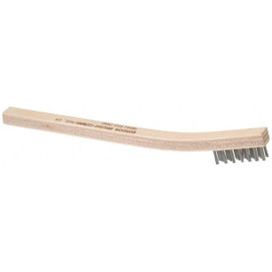 Gordon Brush 3 Rows x 7 Columns Stainless Steel Plater Brush 30SSG, 7-3/4" OAL, 7/16" Trim Length, Wood Toothbrush Handle - 96-248-0 Gordon Brush 3 Rows x 7 Columns Stainless Steel Plater Brush 30SSG, 7-3/4" OAL, 7/16" Trim Length, Wood Toothbrush Handle - 96-248-0